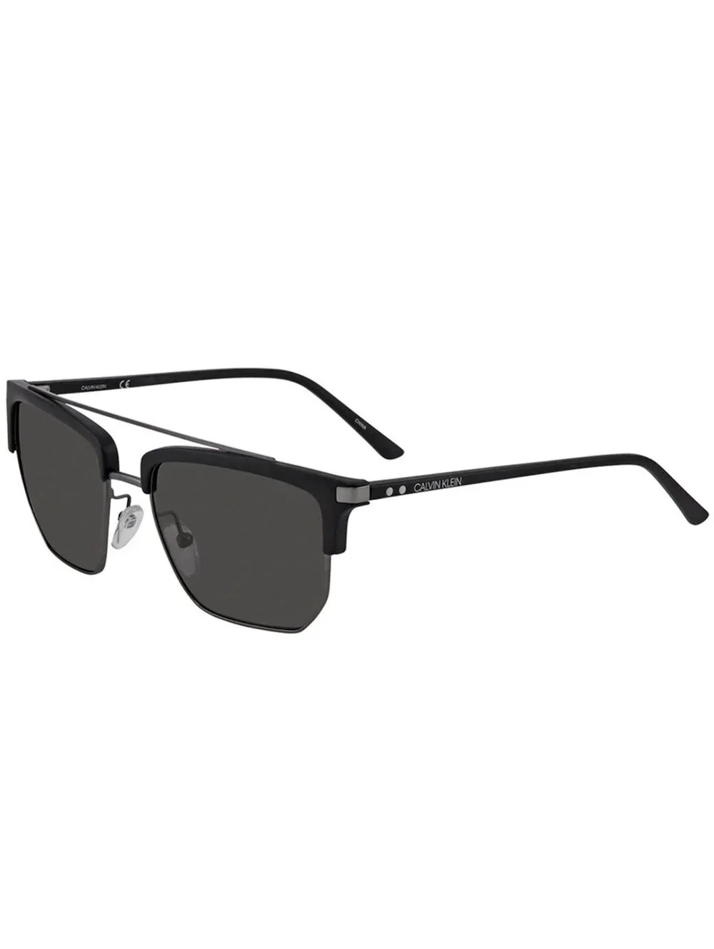 Calvin Klein Men's Matte Black Geometric Sunglasses